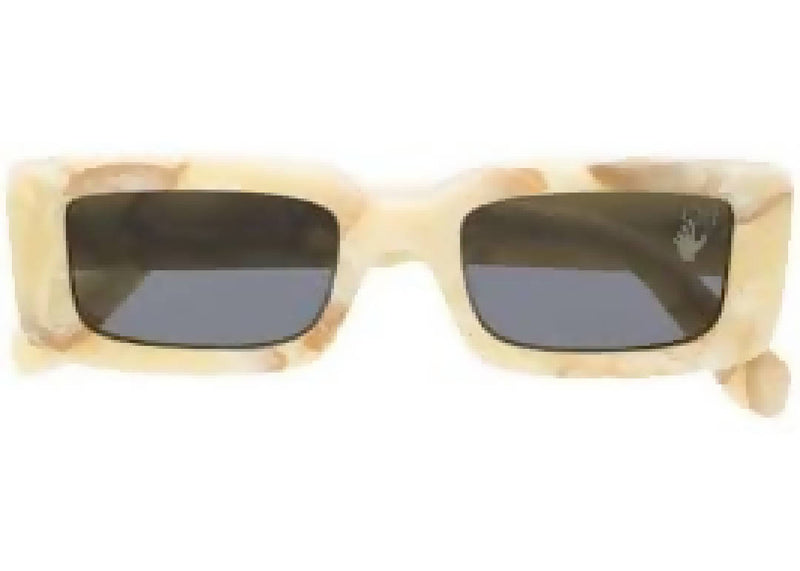 Off-White Arthur Square Frame Sunglasses Yellow Marble/White