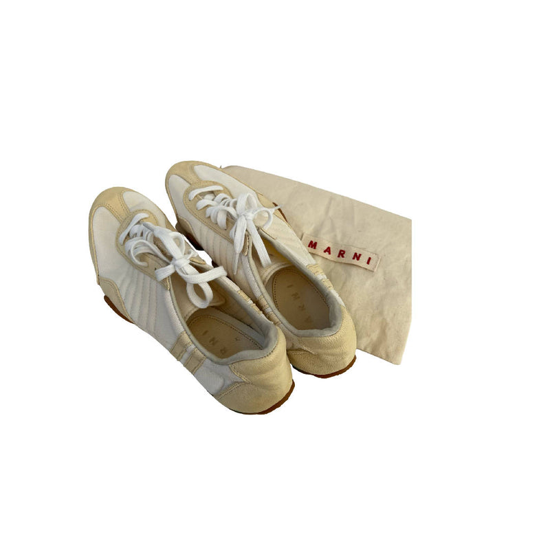 MARNI Brand New Archive White Nude Retro Scrapa Trainers with Leather Details Rubber Sole Size 39