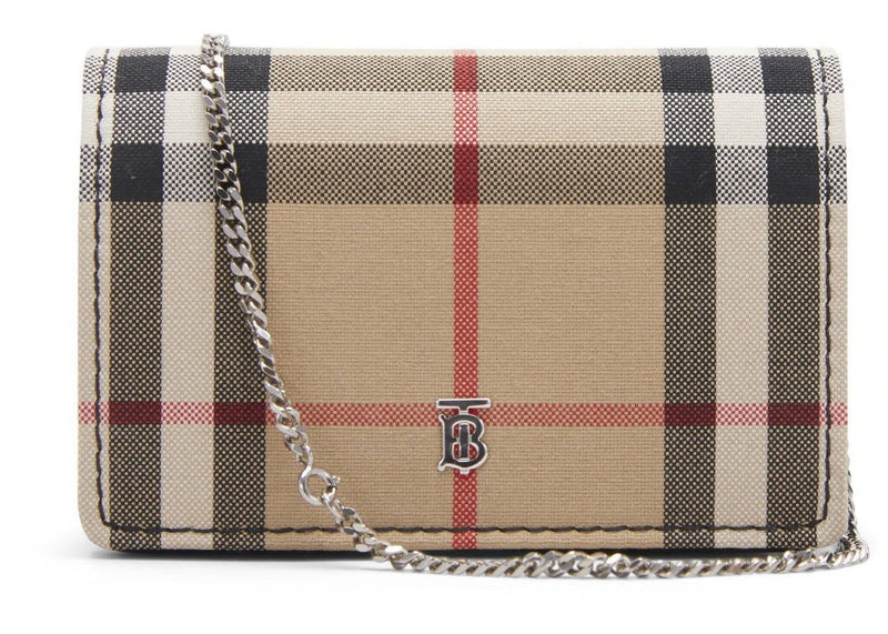 Burberry Vintage Check Card Case Black in Cotton with Silver-tone