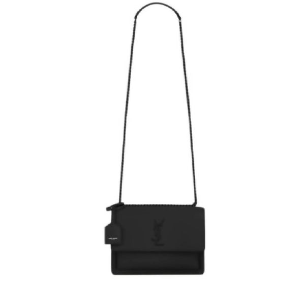 Saint Laurent Sunset Shoulder Bag Calfskin Black-tone Medium Black