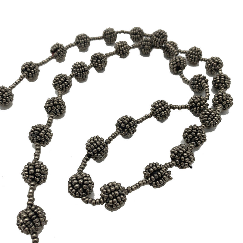 handmade beautiful vintage grey small seed bead crafted necklace