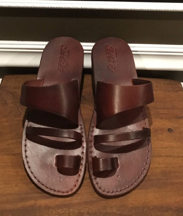 Brown Leather Push toe slippers