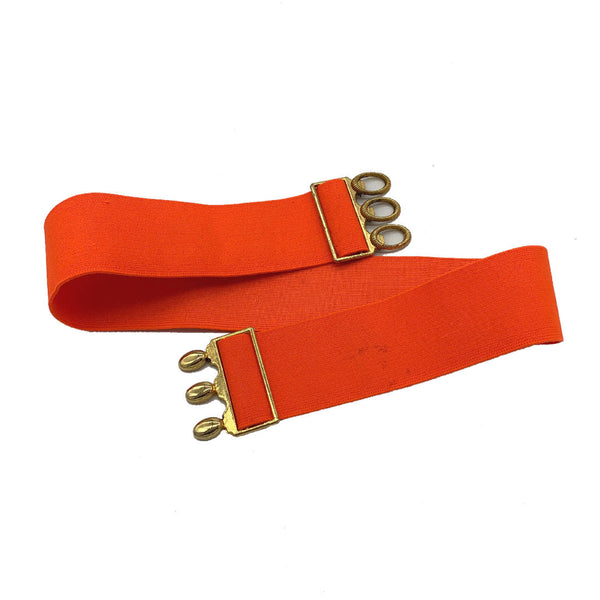 vintage style wide elasticated orange colour stretch cinch belt