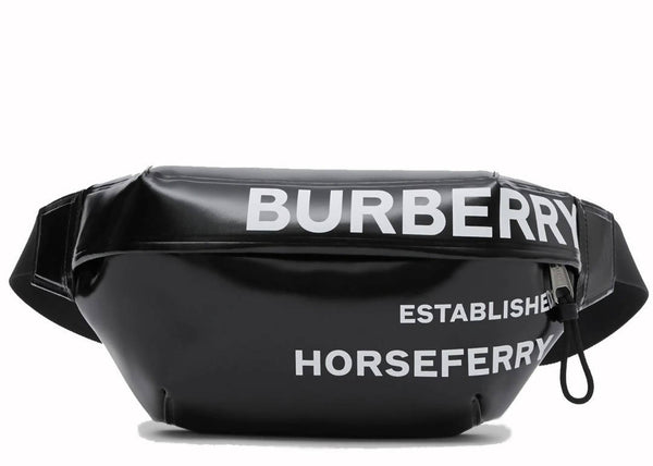 Burberry Bum Bag Horseferry Print Medium Black in Coated Canvas/Leather with Silver-tone