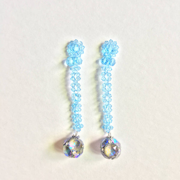 Pretty handcrafted blue crystal drop earrings