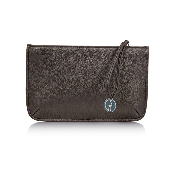 The Morphbag by GSK Luxury Vegan Leather Multi-Function Clutch Wallet in Grey Brown Metallic
