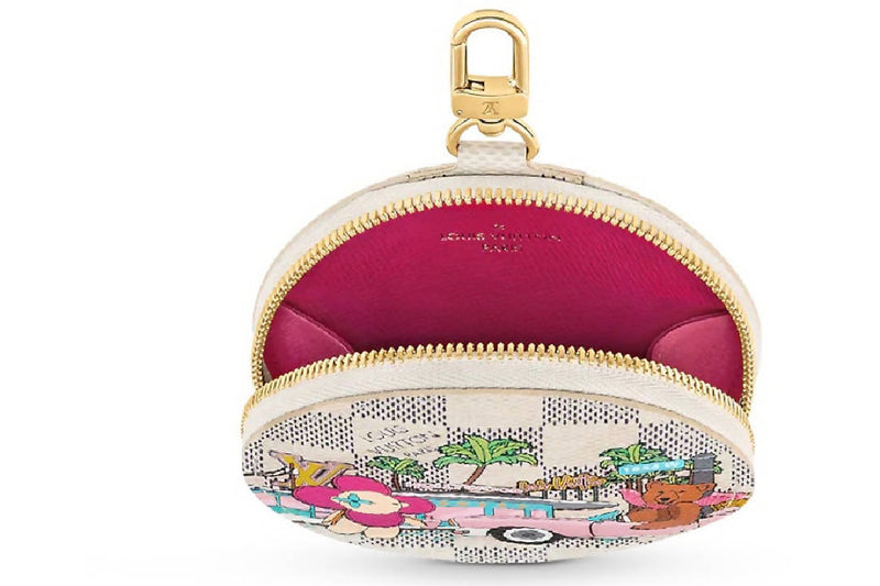 Louis Vuitton Round Coin Purse Damier Azur Vivienne Fuchsia Pink