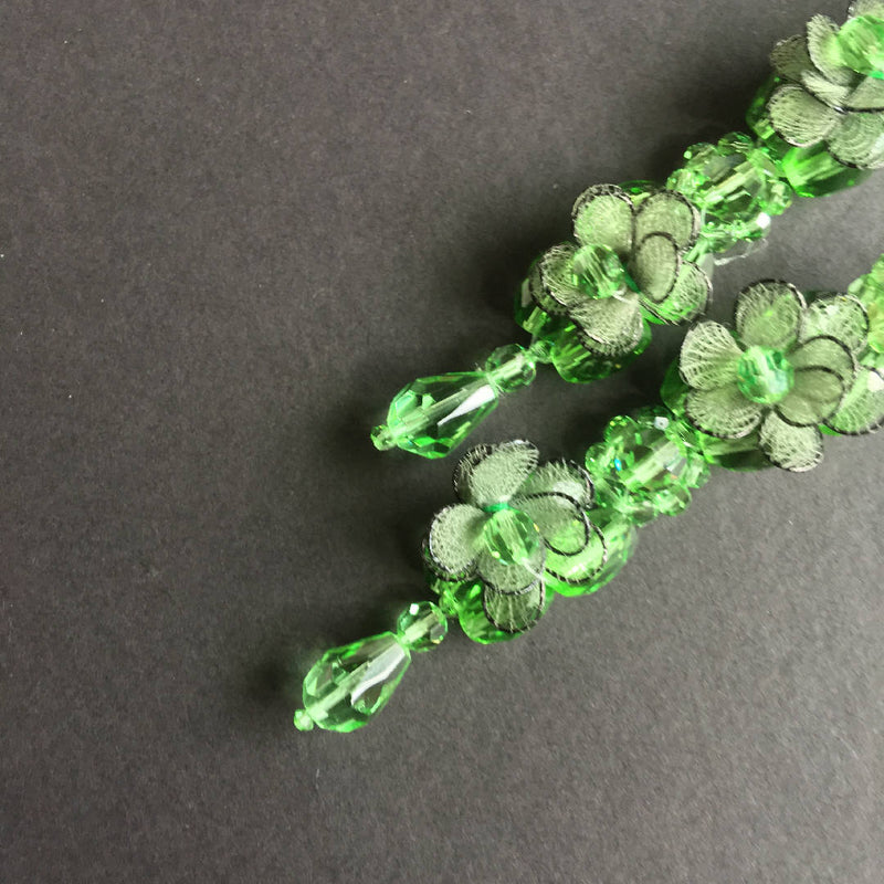 Beautiful handcrafted Swarovski crystal green flower earrings