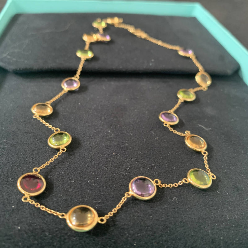 Tiffany & Co Paloma Picasso 18K Yellow Gold Multi Jewels Necklace - Dots Collection Citrine Amethyst