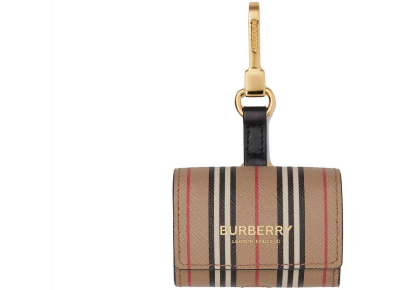 Burberry Icon Stripe E-canvas AirPods Pro Case Archive Beige in E-canvas with Gold-tone