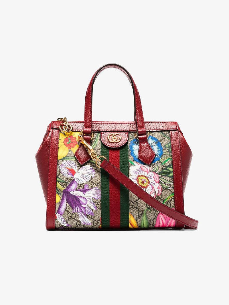 Gucci Ophidia Tote GG Flora Small Red
