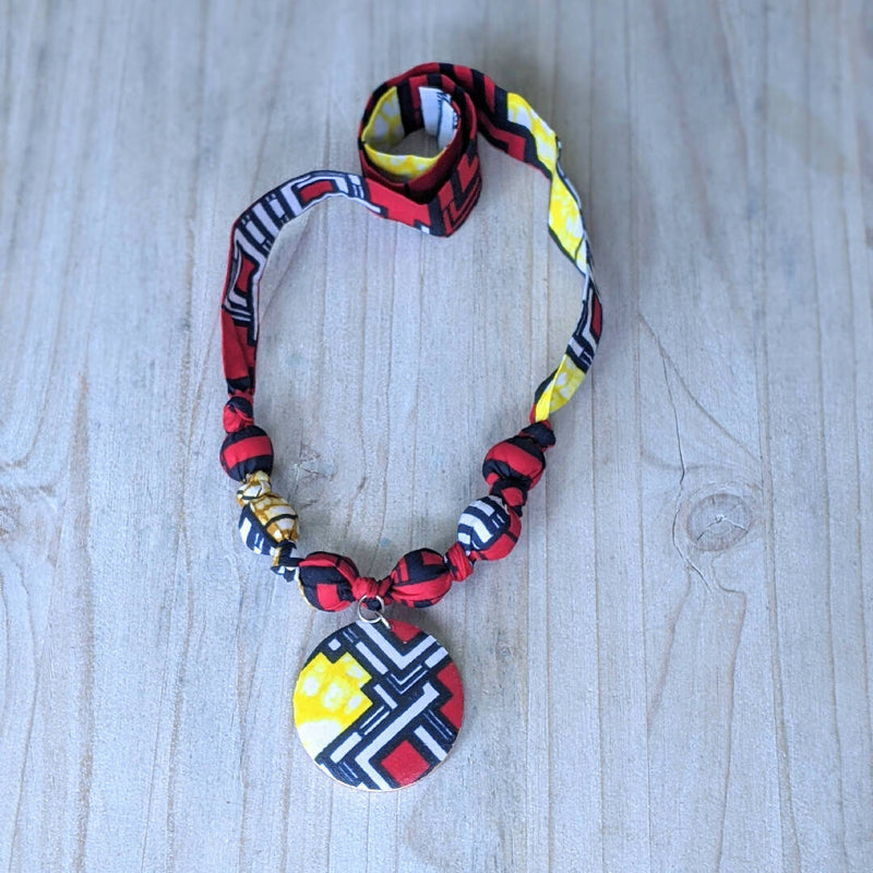 HIBOU Red Yellow Squares Necklace