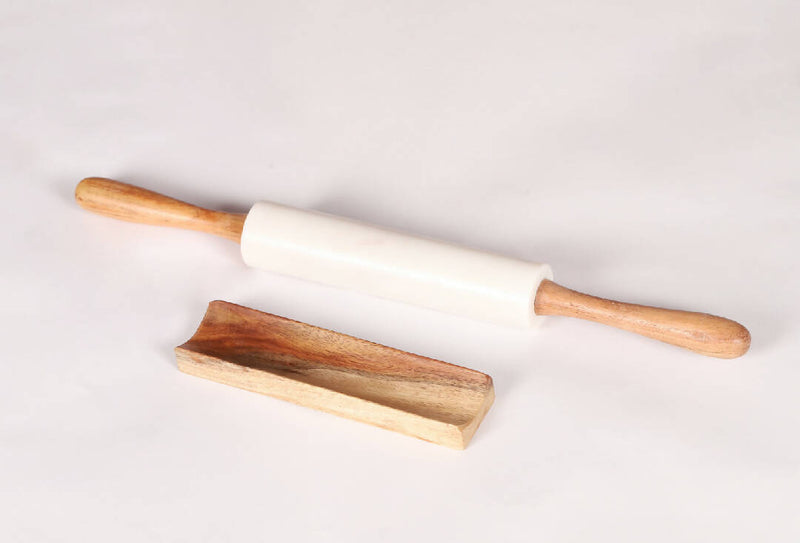 Marble Rolling Pin With Wooden Rest , Marble Wood Rolling Pin