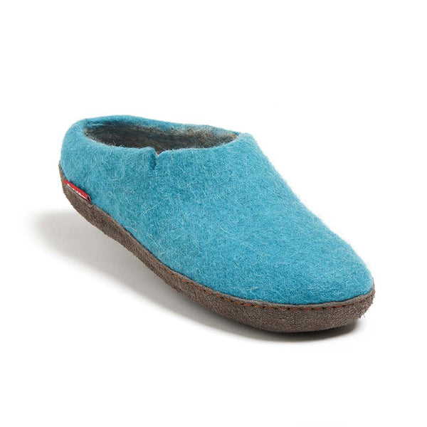 Classic Slipper - Light Blue with Leather