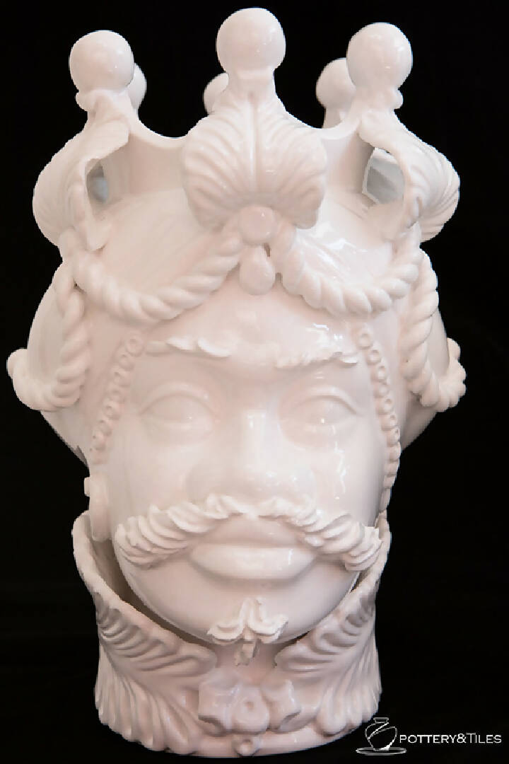 Man head vase " Testa di Moro"- White