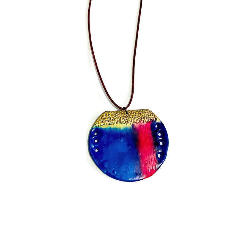 Abstract Blue Circle Pendant Necklace