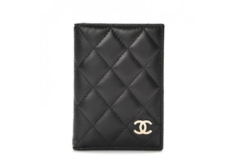 Chanel Card Holder Wallet Quilted Diamond Black