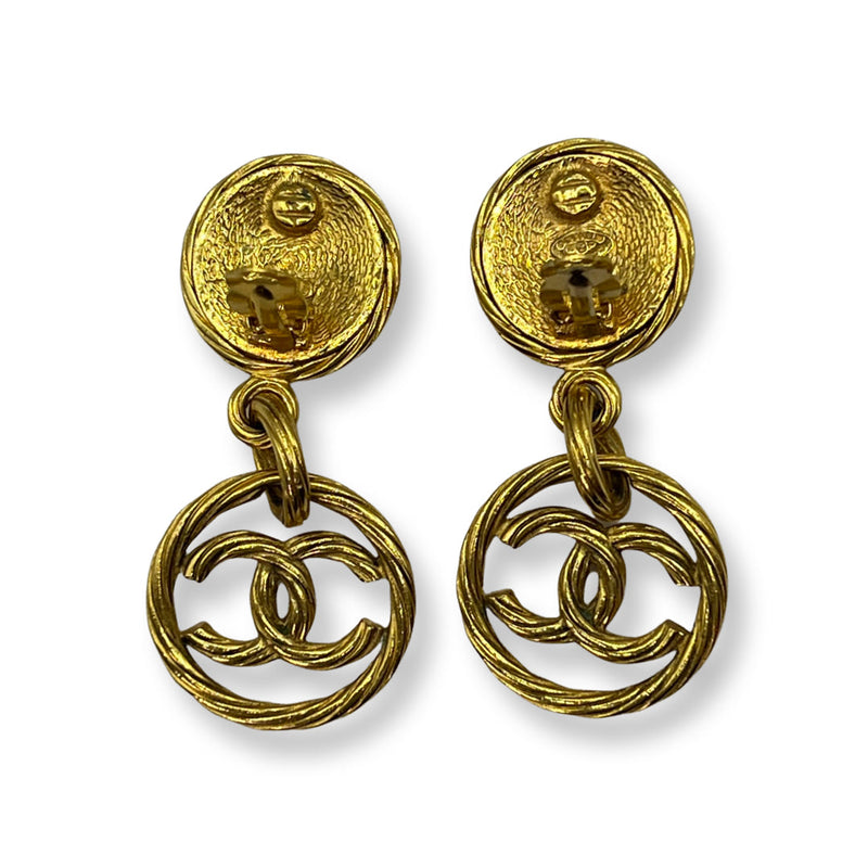 Chanel Vintage Dangling Gold Oversized Earrings