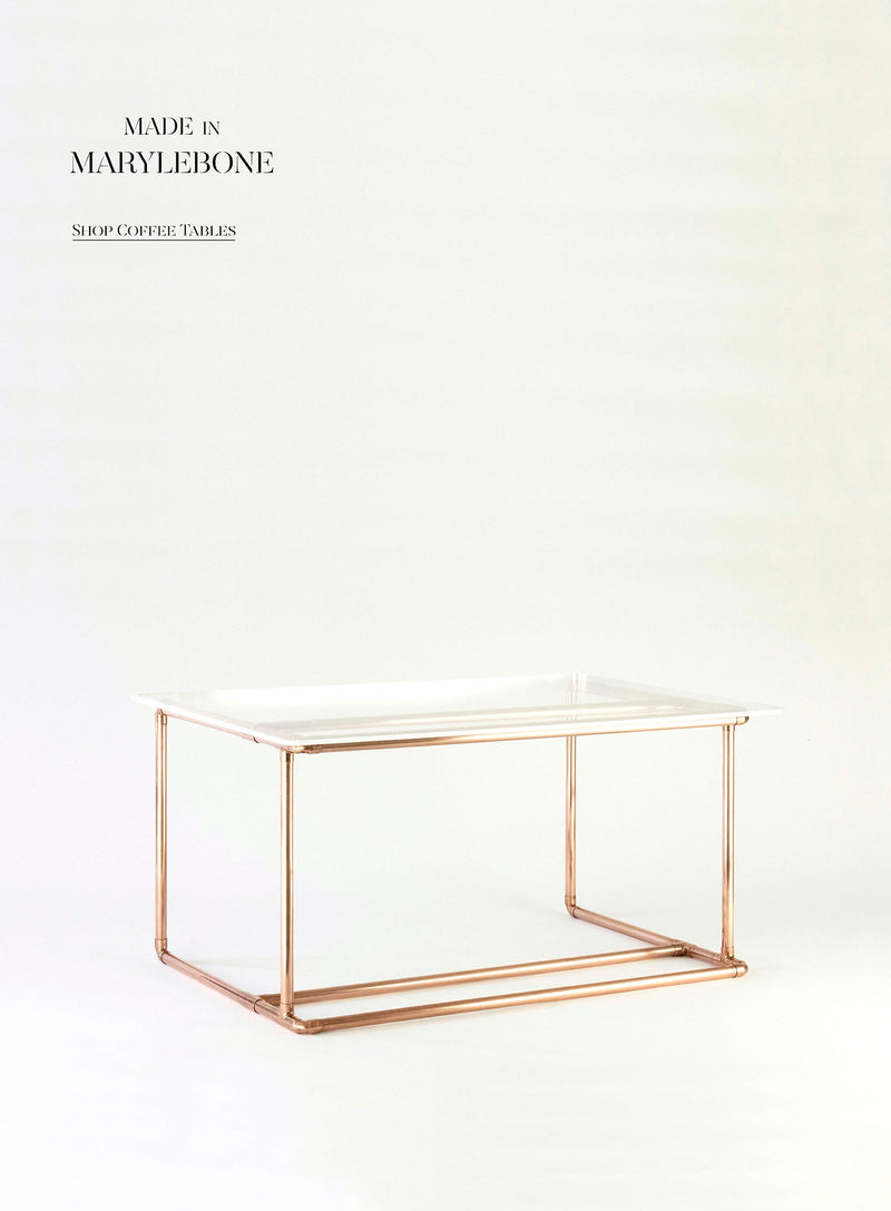 Daisy: Handmade Coffee Table In Copper With Clear Acrylic Top