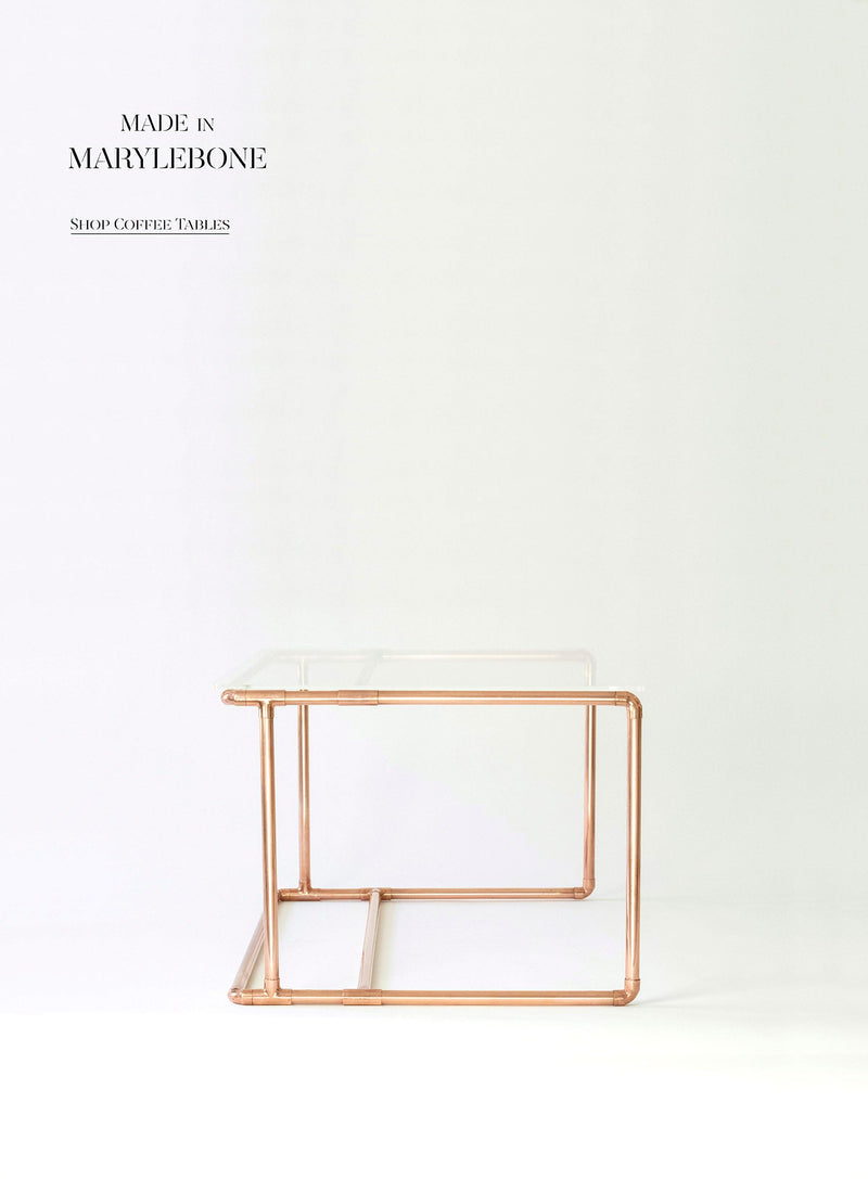 Daisy: Handmade Coffee Table In Copper With Clear Acrylic Top