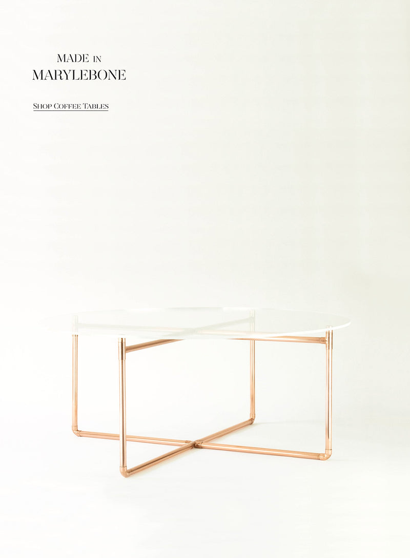 Charlotte: Handmade Coffee Table with Clear Glass Top
