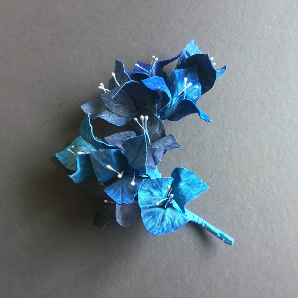 Blue flower brooch