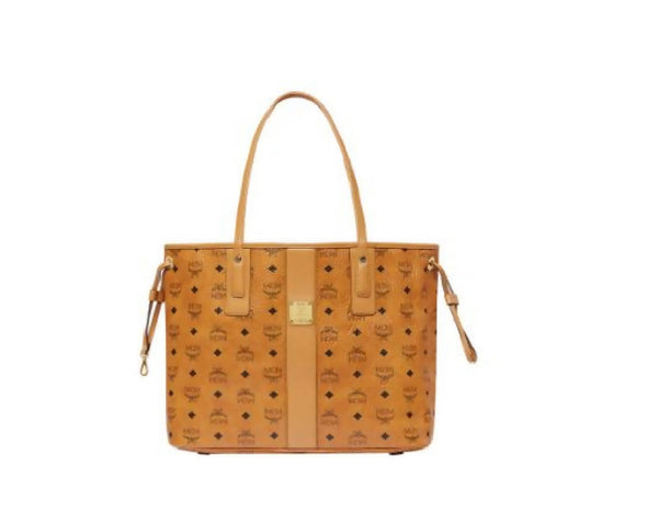 MCM Reversible Liz Shopper Visetos Medium Cognac