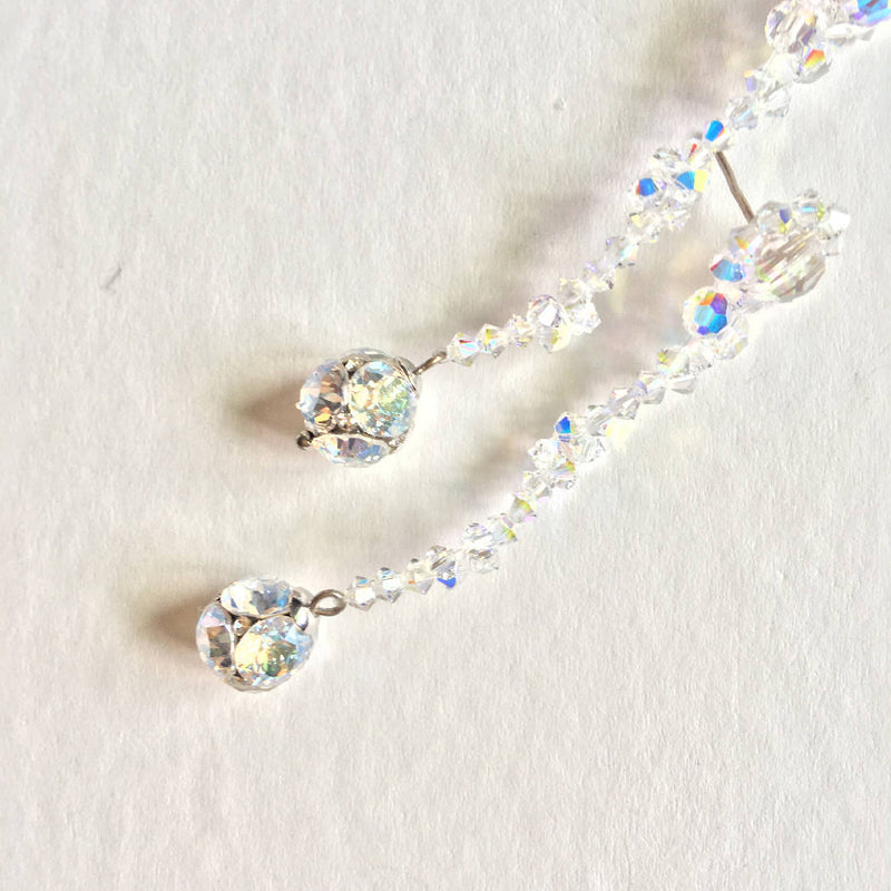 Pretty handcrafted silver crystal drop earrings