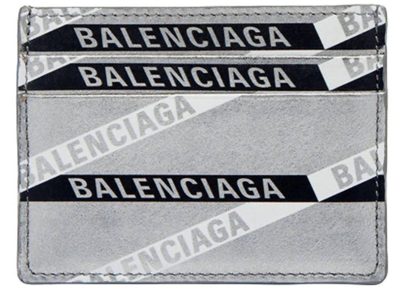 Balenciaga Everyday Multi Card Holder Monogram Silver/Black in Calfskin