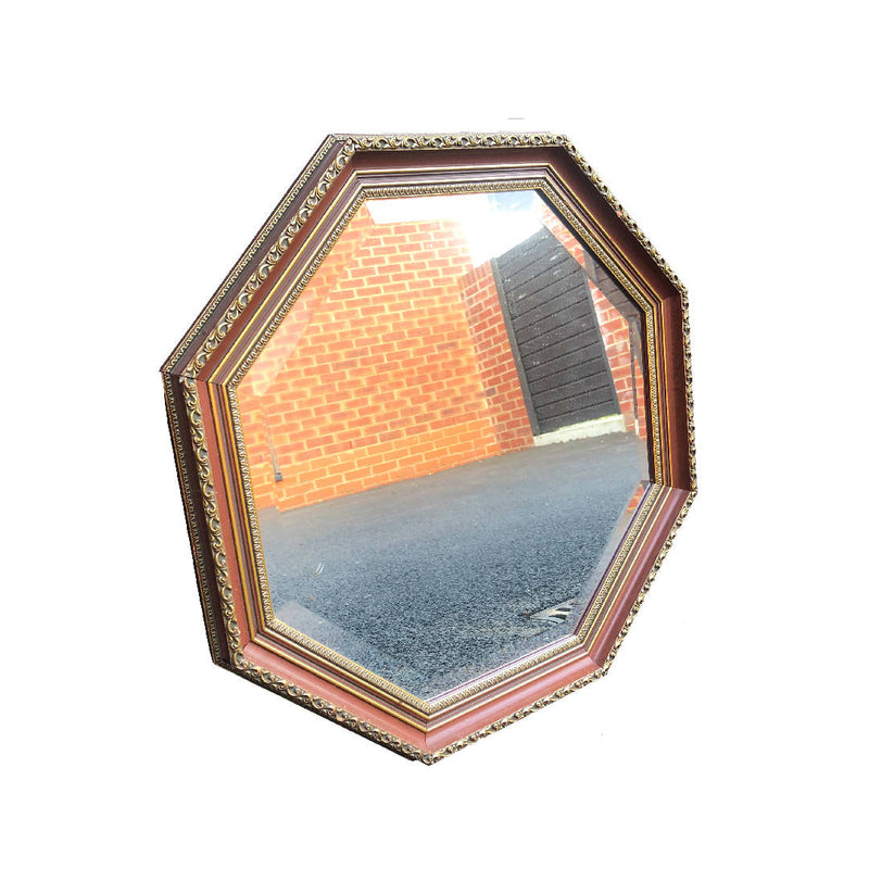 Vintage decorative hexagon shaped wall solid mirror with hanging chain