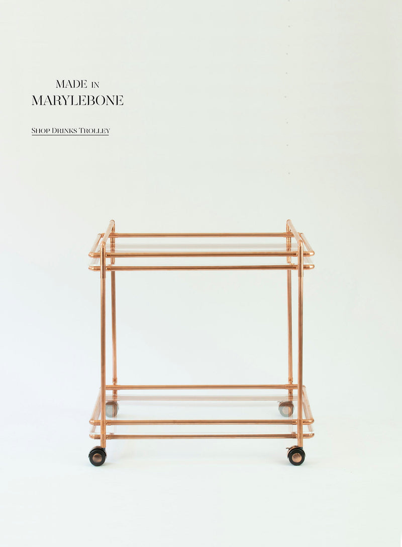 Archie: Handmade Drink Trolley In Copper