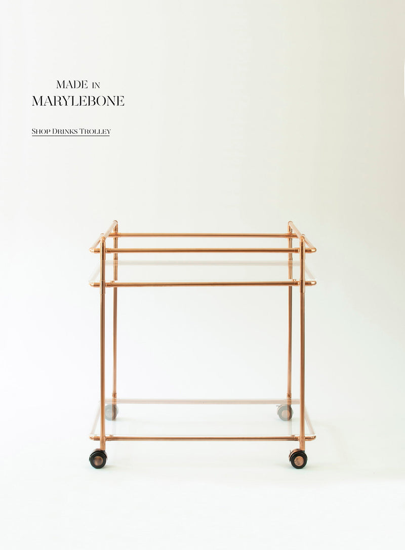 Clive: Handmade Bar Cart Trolley In Copper