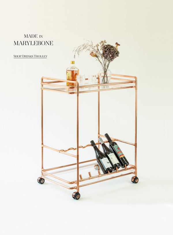 Fergus: Handmade Bar Cart Trolley With Wine Rack Display