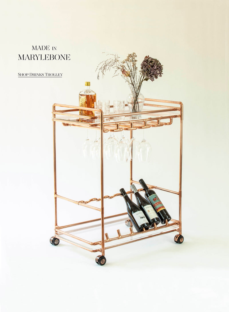 Oscar: Handmade Drink Trolley With Wine Rack And Glass Rack Display