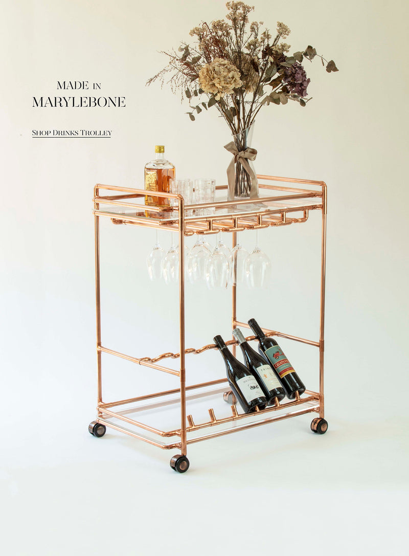 Oscar: Handmade Drink Trolley With Wine Rack And Glass Rack Display