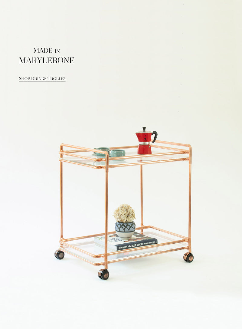 Archie: Handmade Drink Trolley In Copper