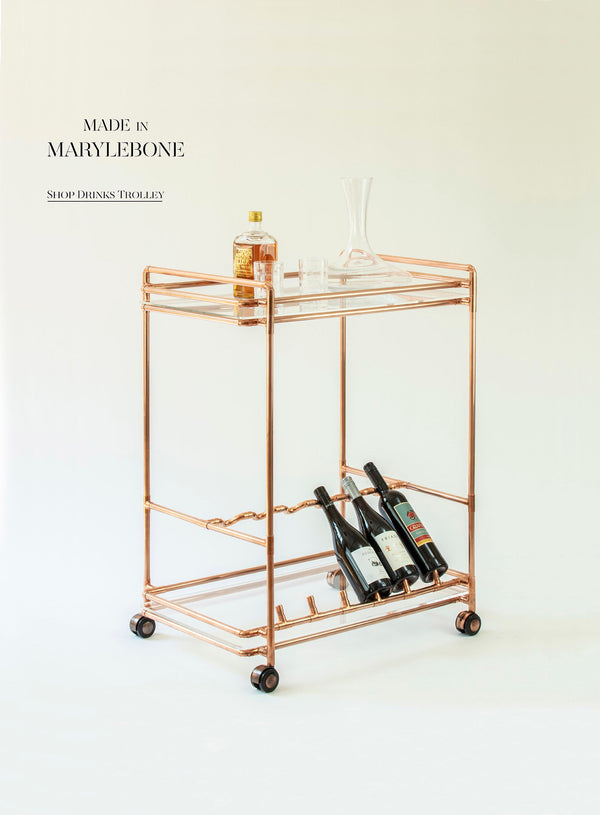 Fergus: Handmade Bar Cart Trolley With Wine Rack Display