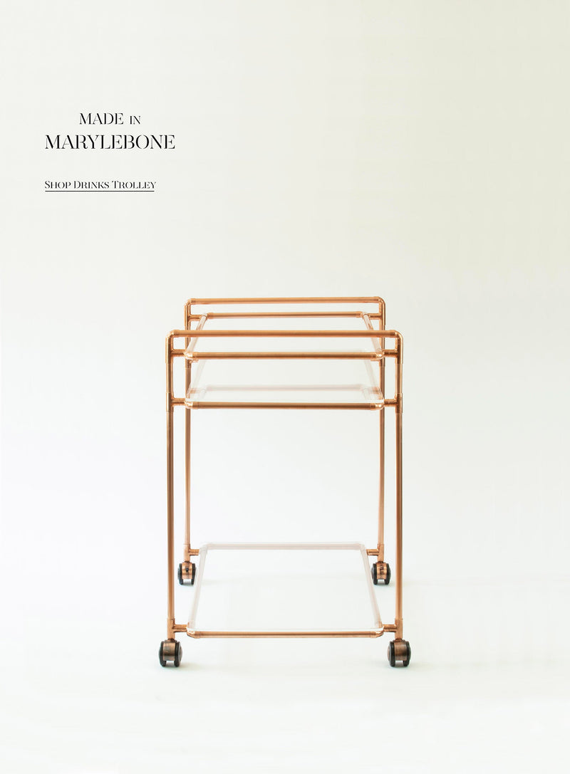 Clive: Handmade Bar Cart Trolley In Copper
