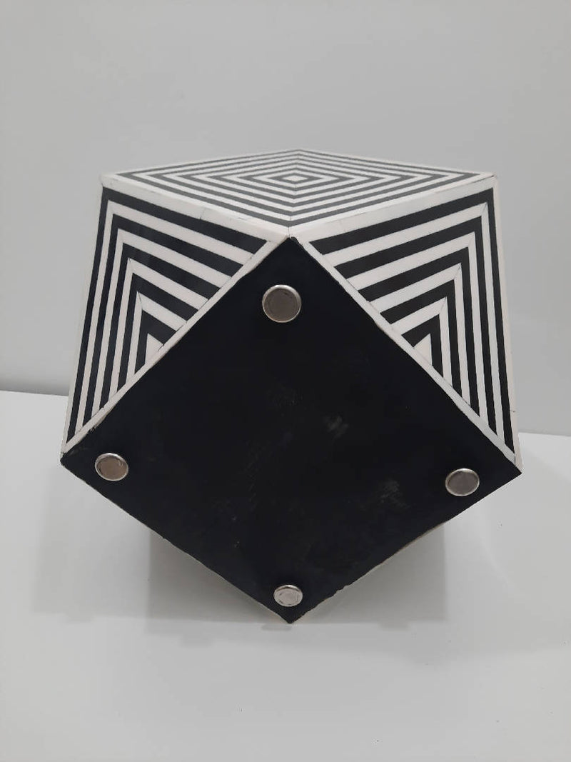 Geometric Bone Inlay Side Table