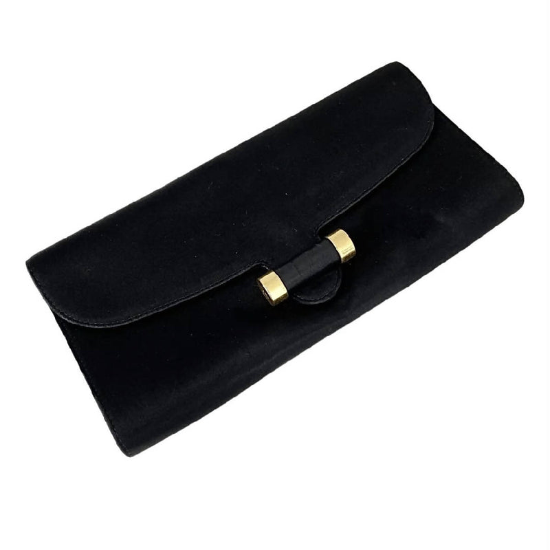 YSL Yves Saint Laurent Vintage Black Muse Silk Clutch Evening Bag