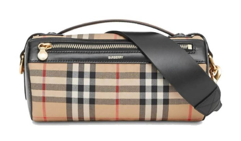 Burberry The Vintage Check and Leather Barrel Bag