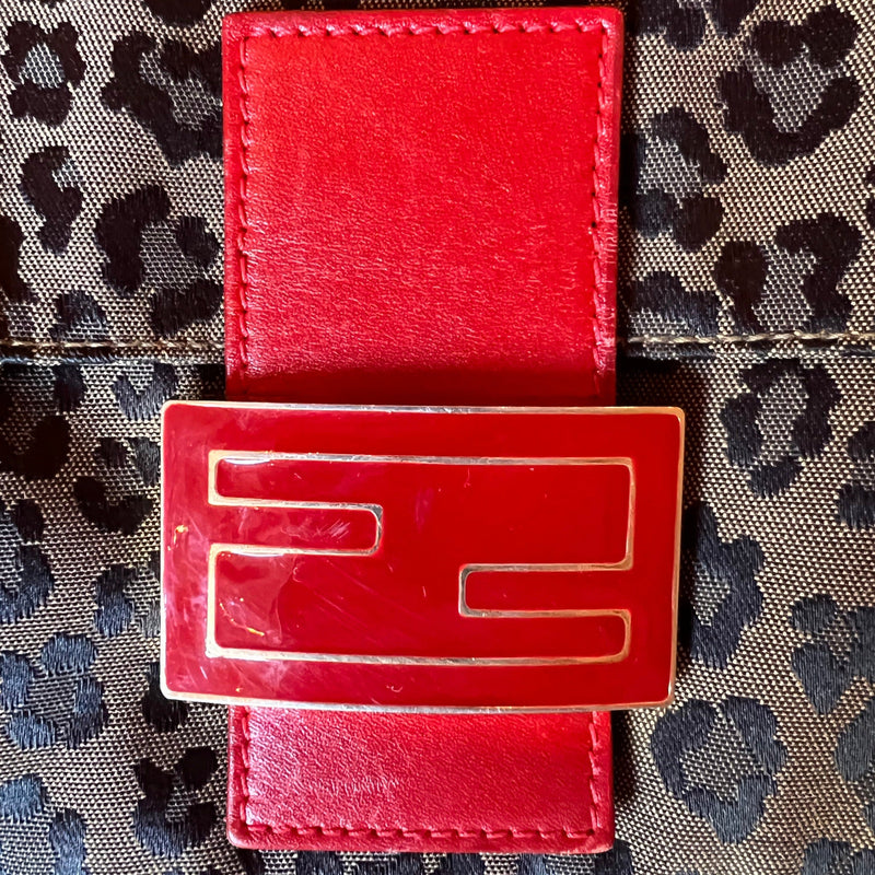 Fendi Baguette Red Leather & Leopard