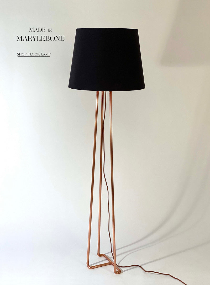 Louise: Handmade Tripod Floor Lamp In Copper