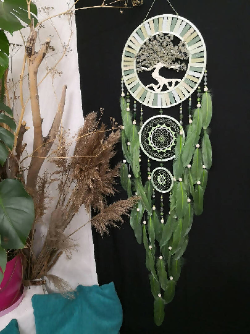 Large Dreamcatcher, wall hanging, Green Dreamcatcher, Boho dreamcatchers, boho decor gift, bohemian decor, zodiac sign large tree of life