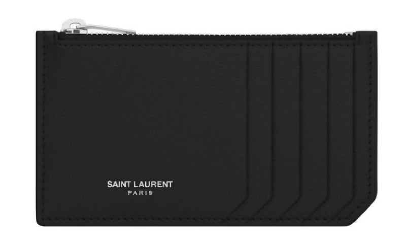 Saint Laurent 5 Fragments Pouch Card Case Grained Leather Black
