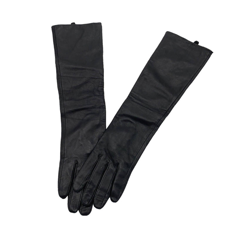 vintage stylish soft black leather long gloves by Giorgio Armani