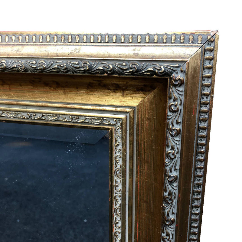 Vintage gold coloured wooden rectangular framed decorative large mirror