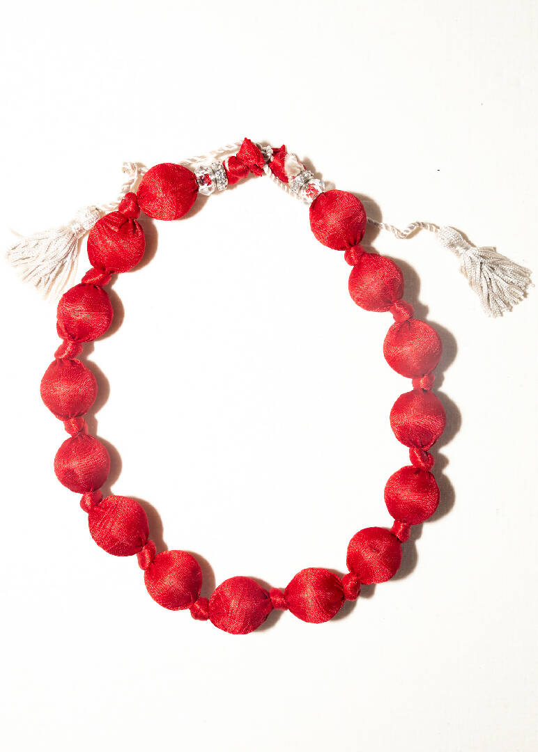 Bold & Beautiful, Triple Strand, Silky Fabric-Wrapped Bead Necklace