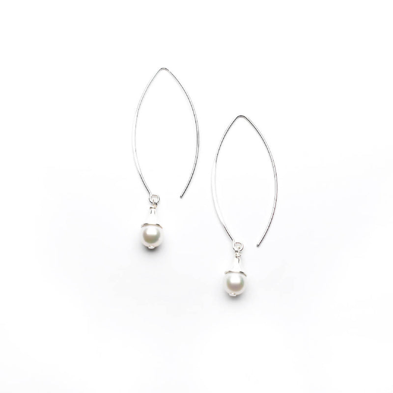 Handcrafted Akoya Pearl Silver Drop Earrings