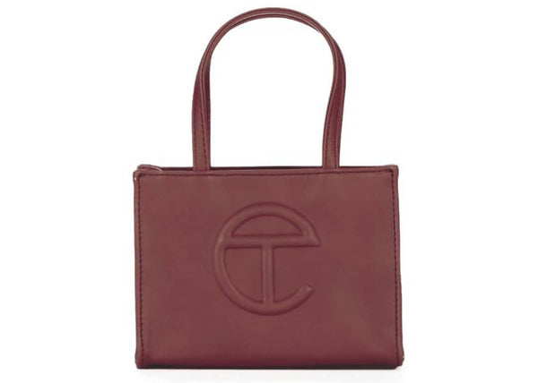 Telfar Shopping Bag Small Oxblood in Vegan Leather with Silver-tone